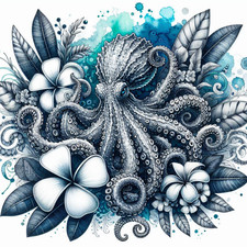Octopuss Pcean Art Mouse Pad Mousepad Art Painting Print