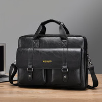 Leather Briefcase Men 15.6 Inch Laptop Bag Vintage Messenger Shoulder Satchel PU