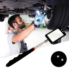 Inspection Mirror LED Lighted Mechanic Telescoping illuminate Swivel Extendable