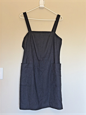 Club Monaco Charcoal Black Wool Blend Lined Jumper Overall Pocket Dress Womens 6