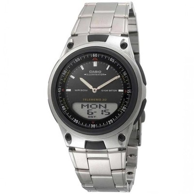 Casio AW-80D-1A Digital Analoguhr Telememo Schwarzes Zifferblatt