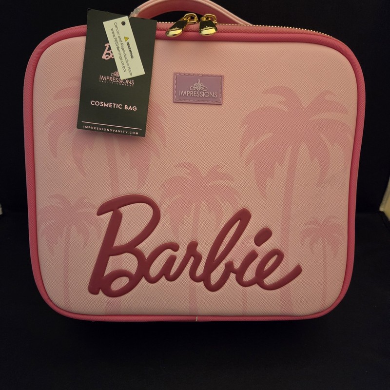 Impressions Vanity Cosmetics Barbie Pink Makeup Case/Bag W/ Dividers NWT