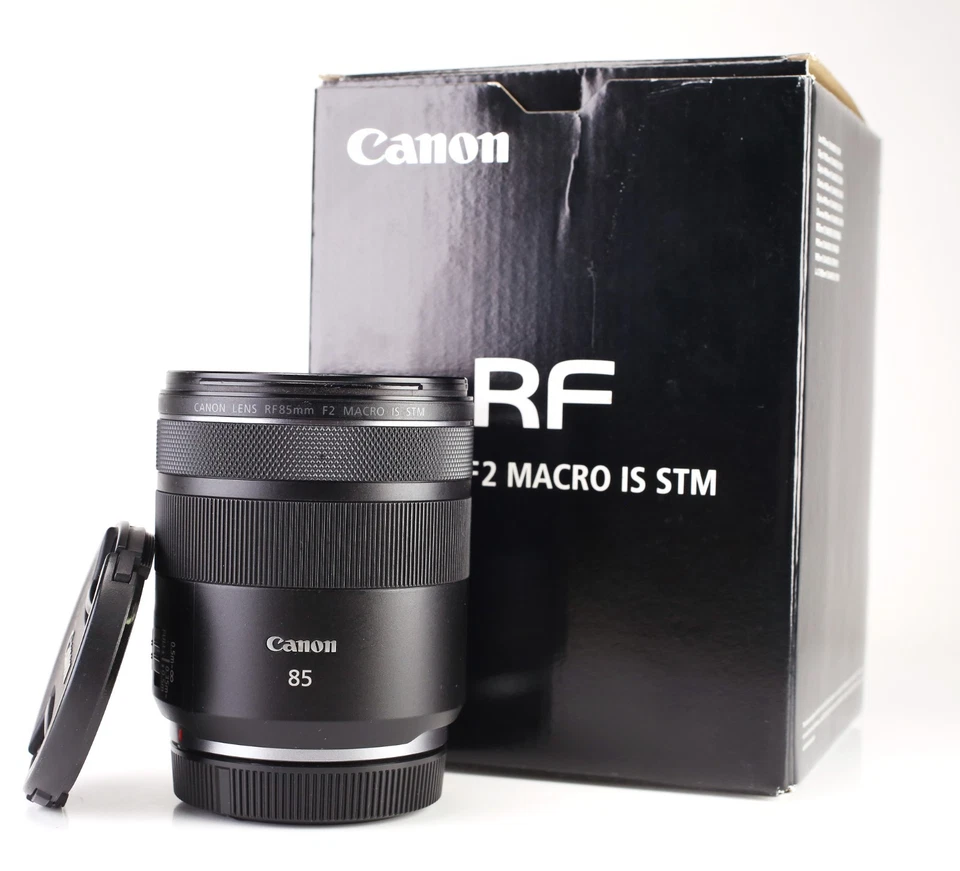 Canon RF 85mm F2 IS STM Macro Prime Lens Boxed EOS  Mirrorless Camera F&R Caps