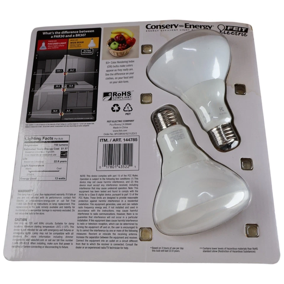 Feit Electric BR30DM 65W Replacement LED Flood Bulbs 2 Pack of 2 Dimmable 2700K - Image 3 of 3