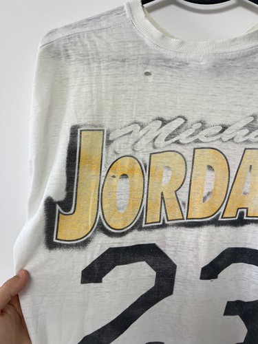 Vintage Michael Jordan #23 Chicago Bulls Overprint T shirt Basketball Nba Tee XL - Picture 19 of 24