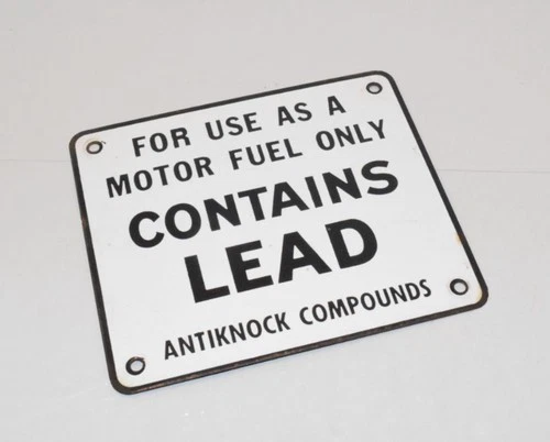 Vintage Gas Pump Sign Contains Lead Porcelain Sign 6" x 7" Gasoline C109-C