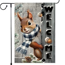 Welcome Garden Flag 12x18inch The Nut Squirrel Winter Garden Flags Yard Porch...
