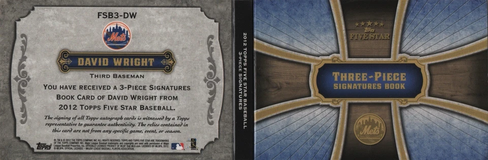 Libros autógrafos triple reliquia Topps Five Star 2012 oro #DW David Wright ¡1/10! Foto 2 de 2