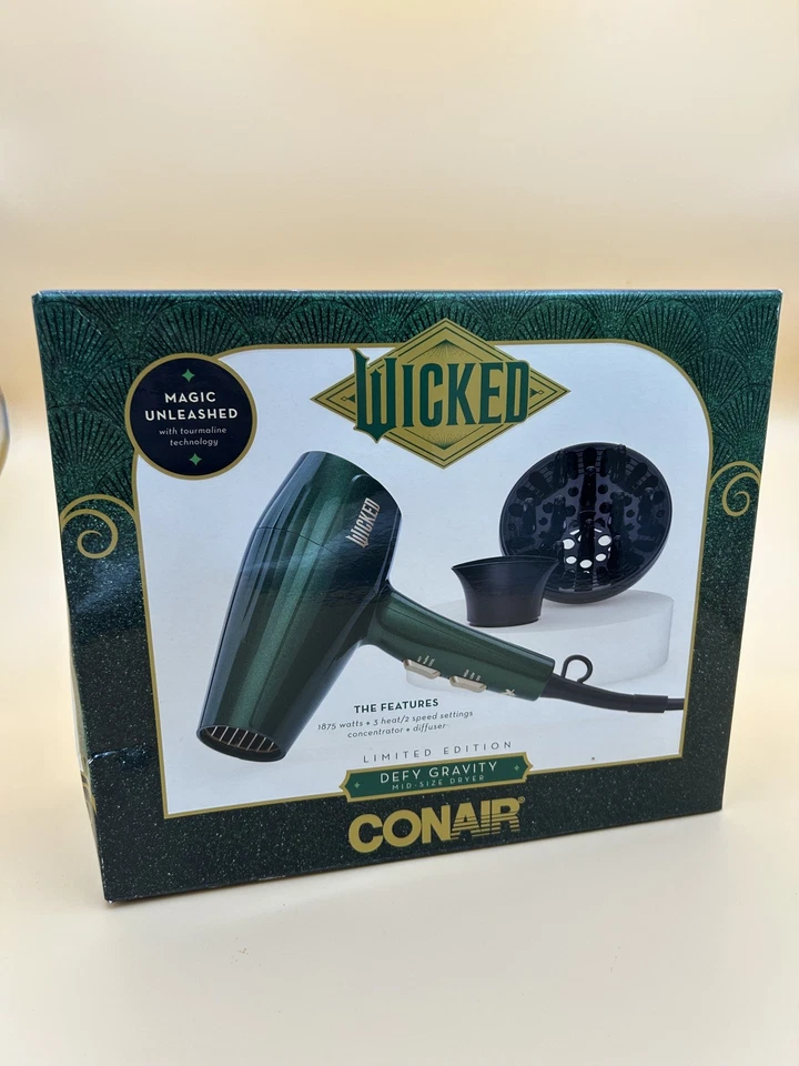 NUEVO Secador de Pelo Wicked Conair Edición Limitada Defy Gravity Tamaño Mediano - VERDE Foto 2 de 4
