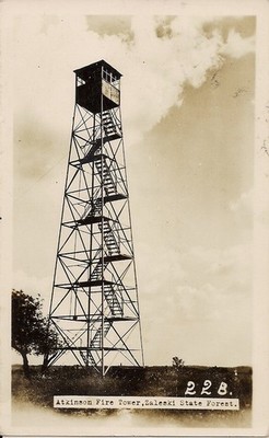 RPPC Zaleski OH Atkinson Fire Tower, State Forest 1948 Real Photo Ohio
