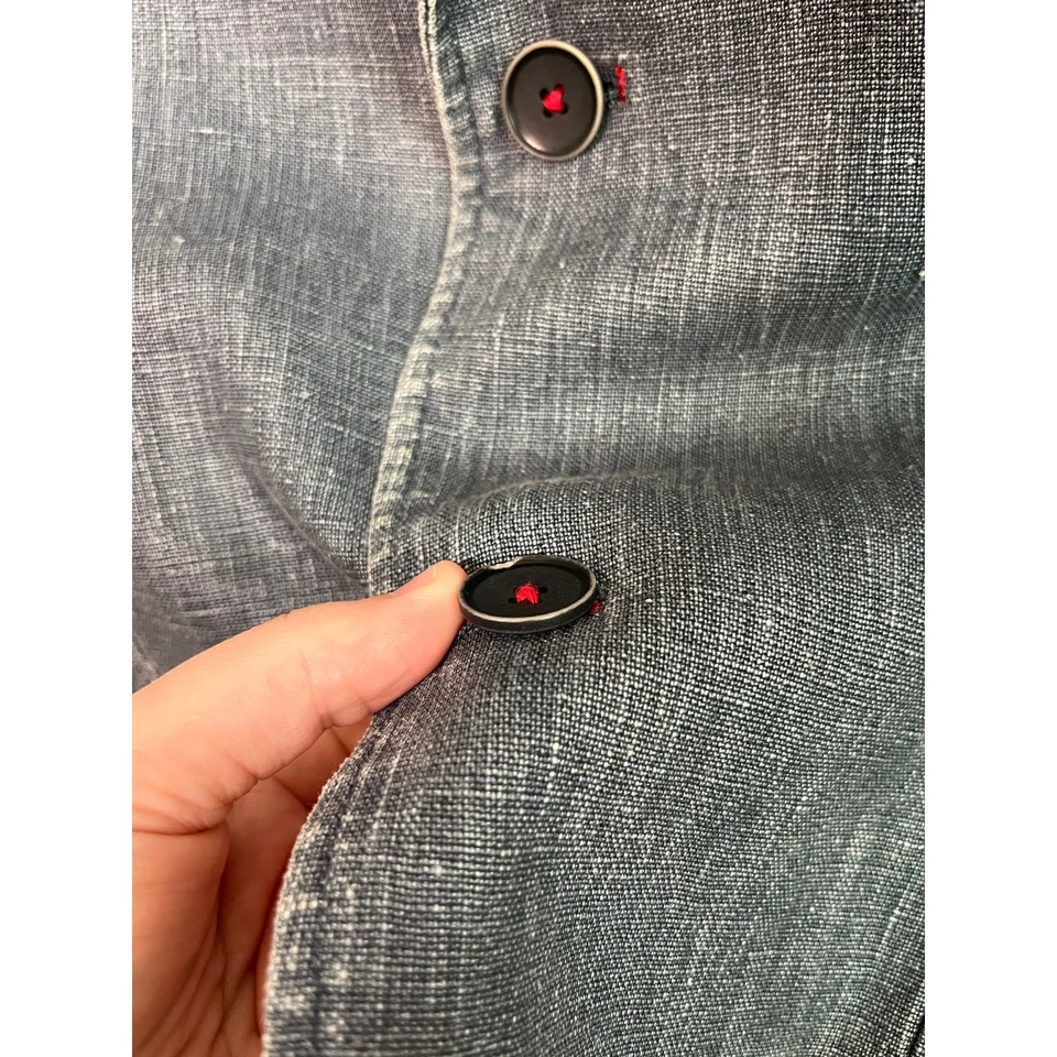 Blazer Corporativo Tallia Chambray Denim Lino Azul Dos Botones Doble Ventilación 42 R Foto 4 de 4