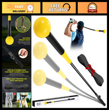 Golf Swing Trainer Aid with Arm Band, Warm-Up Stick for Rhythm Power, Yellow