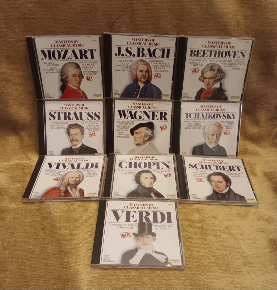 Lot 10 CD Masters of Classical Music Bach Vivaldi Verdi Beethoven Chopin Mozart Foto 2 de 4