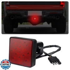 carleef 15 LED Trailer Hitch Brake Light,12V Red Lights Smoked Tail Lights Fi