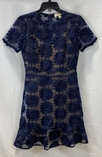 Michael Michael Kors Navy Sunflower Floral Lace Sheath Dress Lined Sz 4