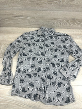 Emanuel Berg Men's Gray Floral Button Down Cotton Blend Shirt Size XL