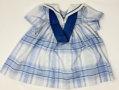 Vintage Toddler Dress 24 months Sailor Style Nautical - Blue & White Striped