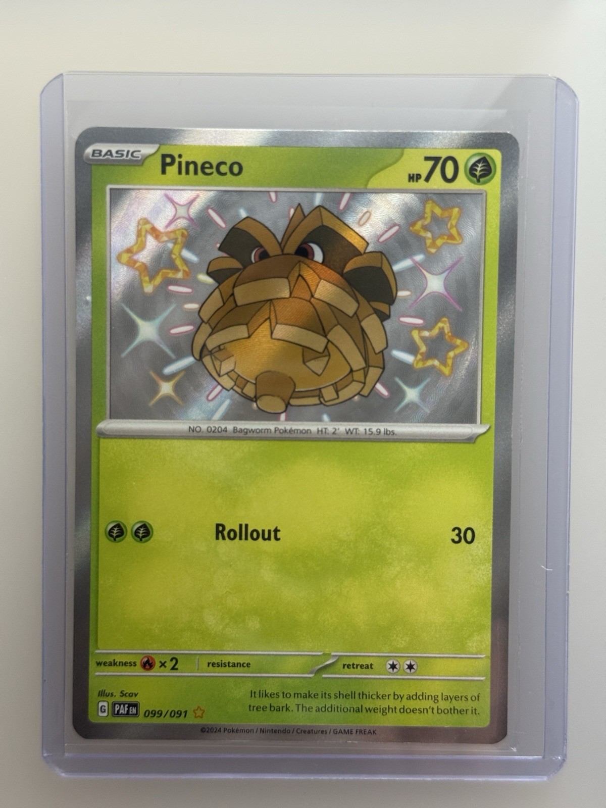Pineco - 099/091 - Paldean Fates - Pokemon TCG - NM - Shiny Holo Rare
