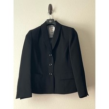 Le Suit Sleek Black Classy Shawl-Collar Three-Button Blazer, Size 10