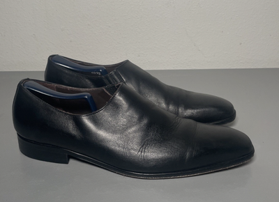 MASSIMO MATTEO HANDCRAFTED MENS BLACK SLIP-ON LOAFERS SIZE  display picture 1