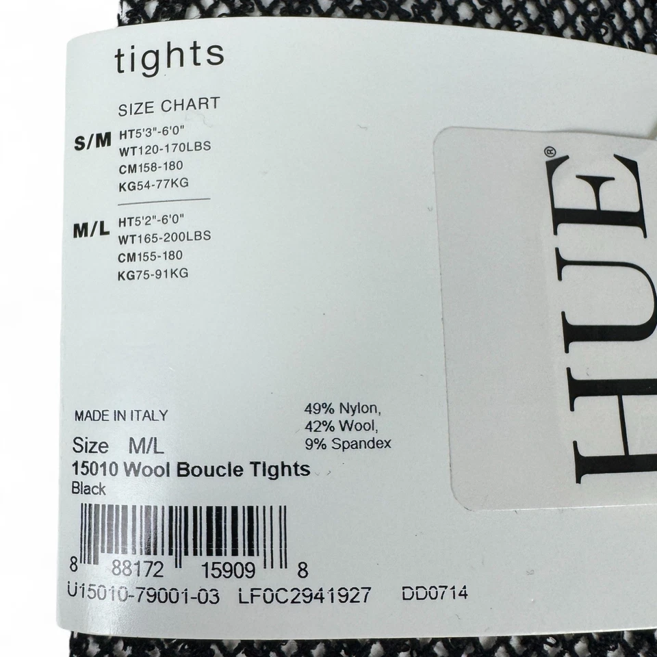 HUE Womens Black Wool Boucle Fishnet Tights Size M/L - Image 4 of 4