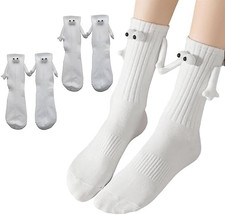 2 Pairs Magnetic Holding Hands Socks - Funny Gifts for Women Men, Teens, Coupl