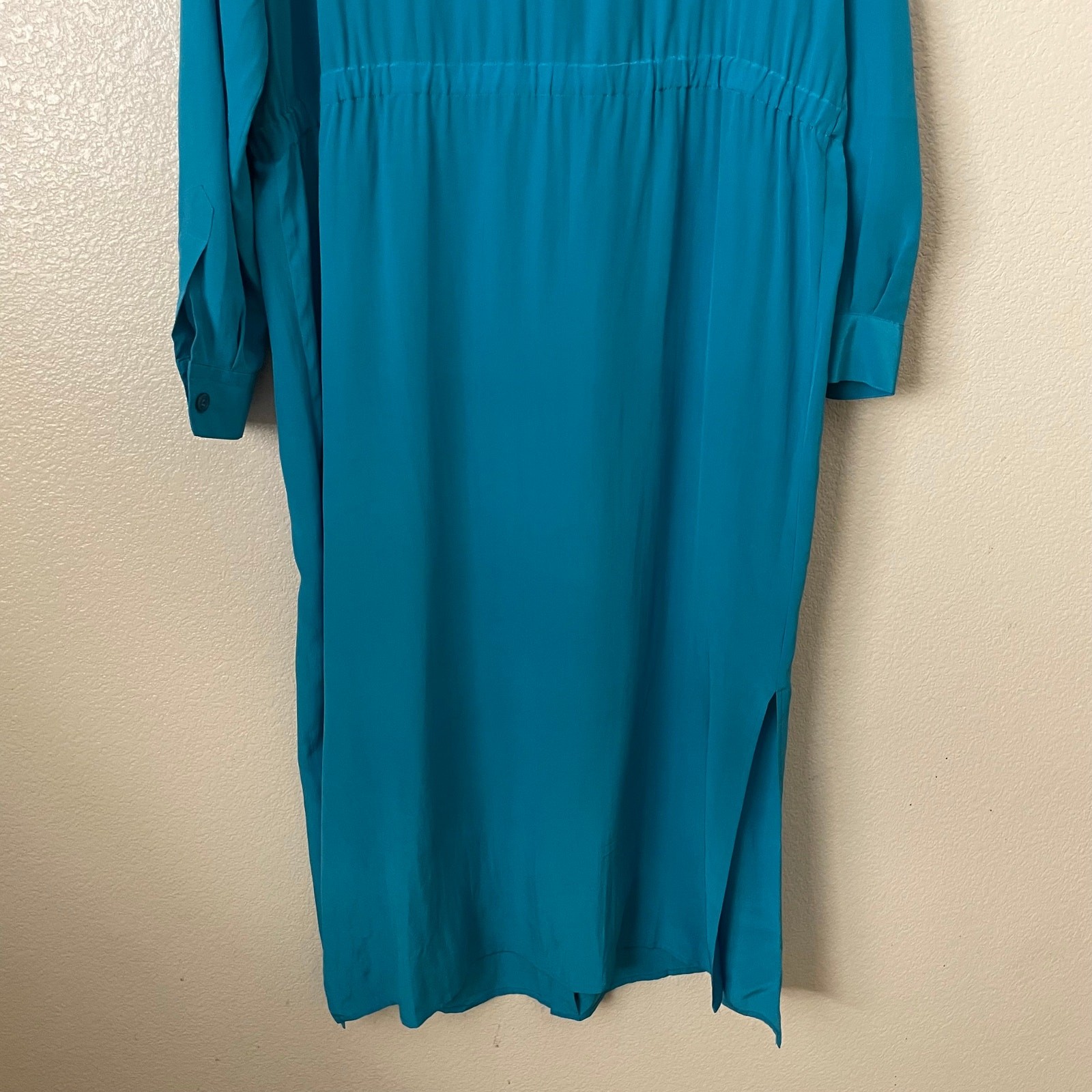 Vintage Diane Von Furstenberg Dress Womens Large Blue Silk Minimalist Lagenlook