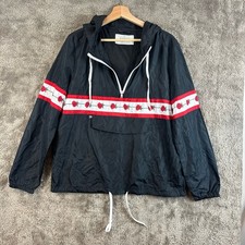 Empyre Women  s Shaylyn Black Rose Striped Anorak Windbreaker Pullover Jacket L