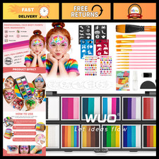 Professional Face Painting Kit for Kids - 12 Colors Split Cake Palette, Easy Use