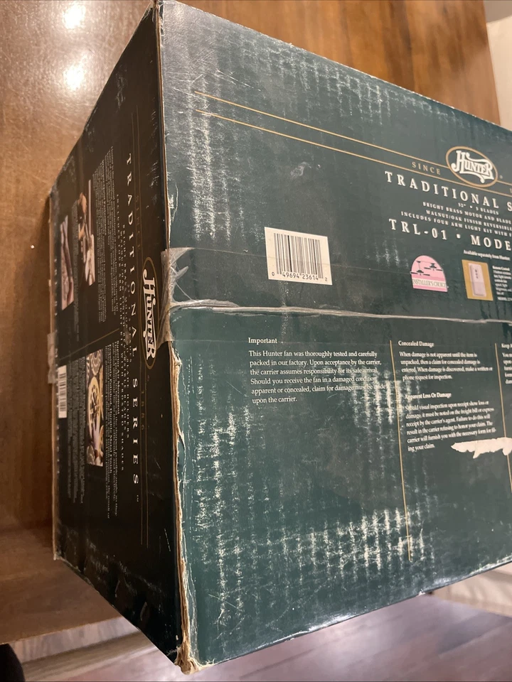 Vintage Hunter Original Ceiling Fan 52 In Bright Brass Walnut / Oak Finish New ! - Image 4 of 4