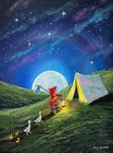 Pete Rumney Painting Little Adventurers Beneath The Stars Original  Moon Art
