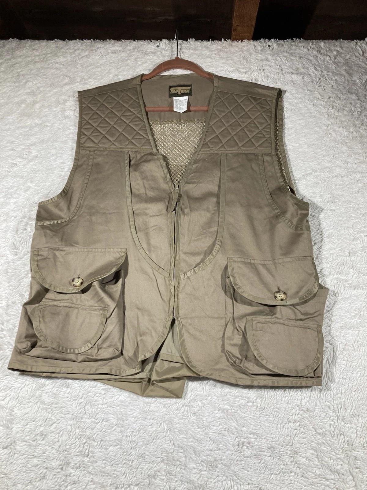 SAFTBAK Mens XL Hunting Fishing Vest Khaki Outdoors