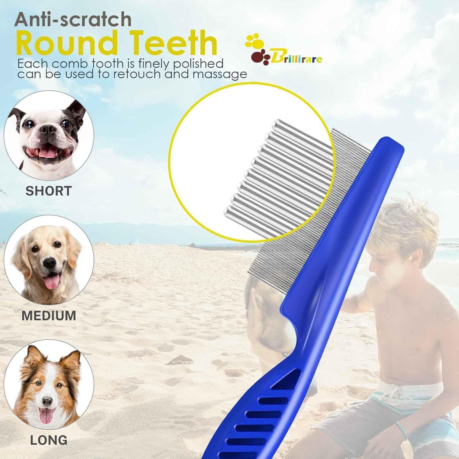 3 Pack Pet Hair Comb Stainless Steel Flea Lice Combs Dog Cat Grooming Kit NEW