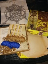 Vintage Walcrafts Macrame Owl Plant Hanger Kit Half Finished