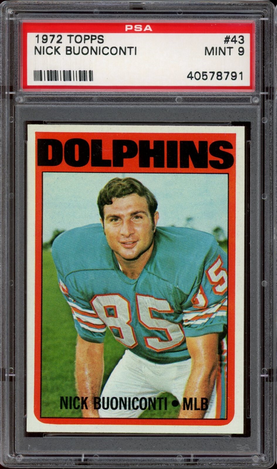 1972 Topps Football #43 Nick Buoniconti PSA 9