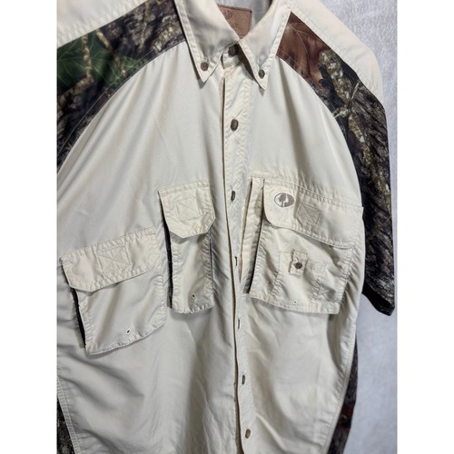 Mossy Oak Hudson River Shirt Cream Camo Mens Size Large Hunting Fishing - Picture 2 of 6