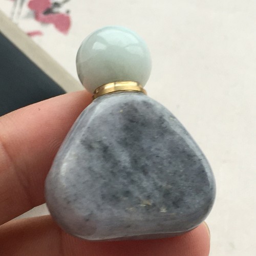 Old Certified natural 100% A grade jade Jadeite carving snuff bottle 鼻烟壶 3629 - Picture 7 of 12