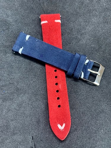 20mm Cinturino Rolex GMT Pepsi-blu in pelle di nabuk in Camoscio Rosso Cinturino  Orologio Band | eBay