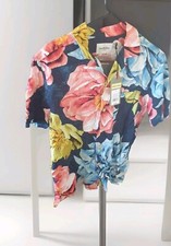 Goodfellow Floral Brigadier Navy Button Down Collared Shirt Men's Small Size