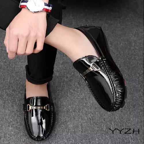 black patent driving mocs