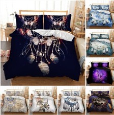 3D Wolf Duvet Cover Dreamcatcher Bedding Set Pillowcases Single Double King Size