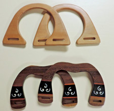 2 Wood Purse/Bag Handles Sets Light & Dark Brown w/Inset H:4.5" W: 7" Lot