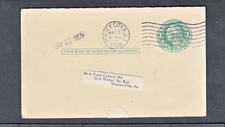 UY7 POSTAL CARD JERSEY CITY NEW JERSEY TO WESLEYVILLE PENNSYLVANIA 1928