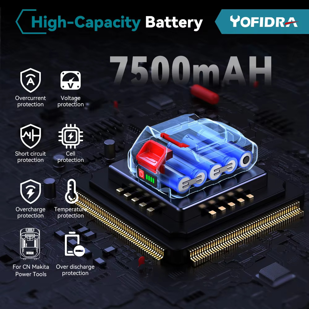 Yofidra Batteria 18-20v 22500mah 388vf 128vf Li-ion Ricaricabile Cesoia Utensili - Miniatura 4