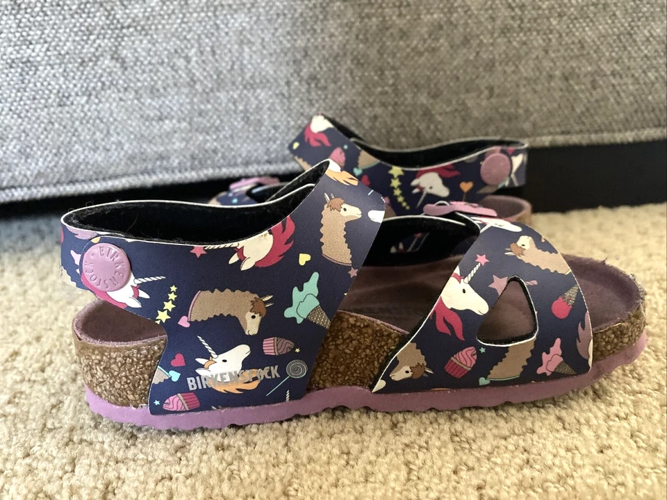 Sandalias BIRKENSTOCK Rio EU 26 Unicornio y Llama Púrpura Niños EE. UU. 8 8,5 Niñas Niños Foto 3 de 4