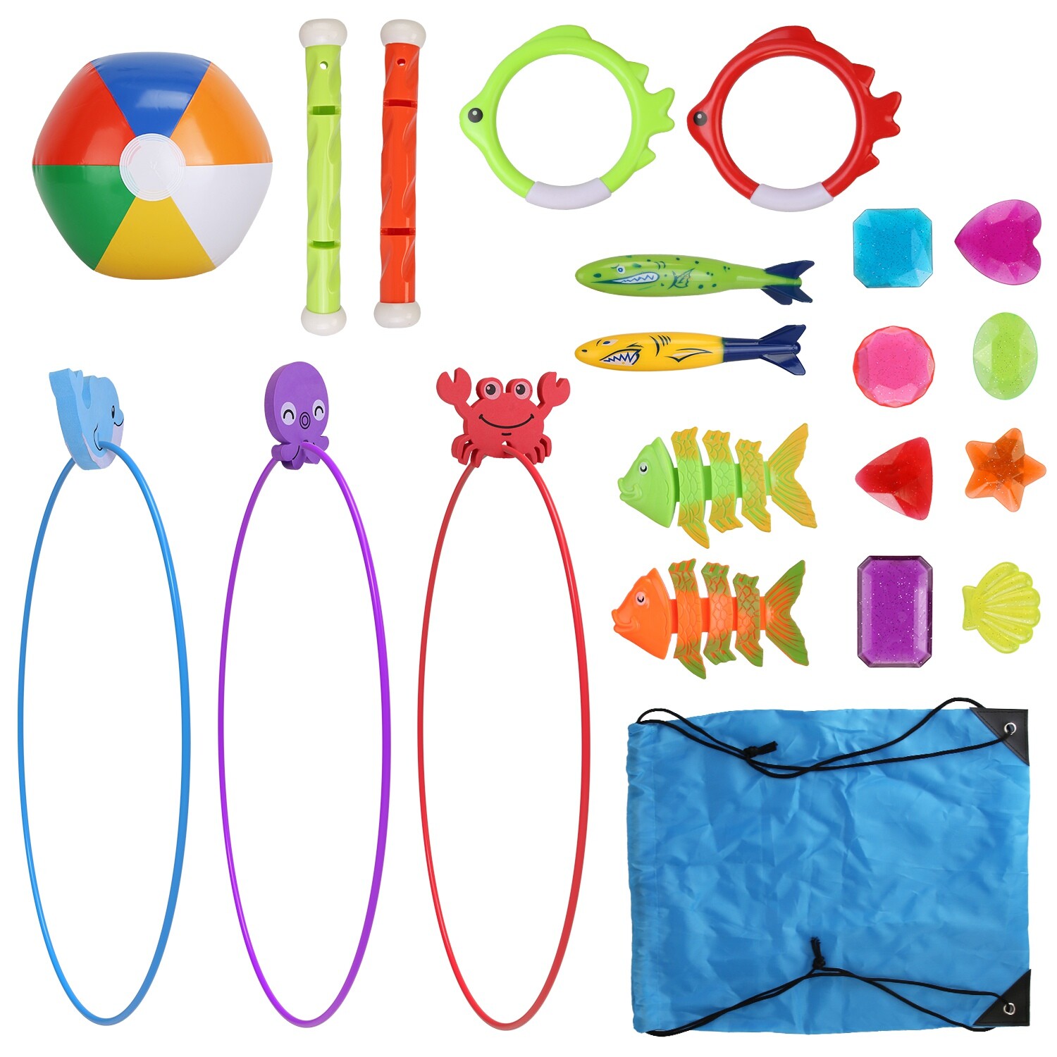 Diving Toys 24PCS Pool Toys for Kids Age 3+ Water Swim Thru Rings Water Sports