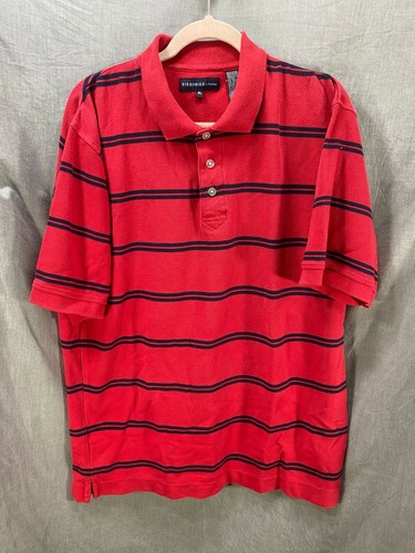 red and black striped polo