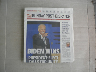 Joe Biden Wins President-Elect St. Louis Post-Dispatch Nov. 8, 2020 New