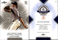 AUSTIN HENRY 2021 LEAF PERFECT GAME "NATIONAL SHOWCASE" ROOKIE CARD #10