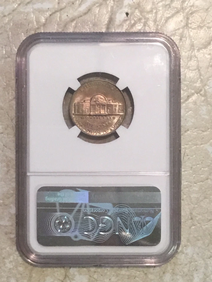 😳 1946 D Jefferson Nickel 5 Cent  TONED GOLD & RED MS 65 NGC 5c US Coin 😳 - Image 4 of 4